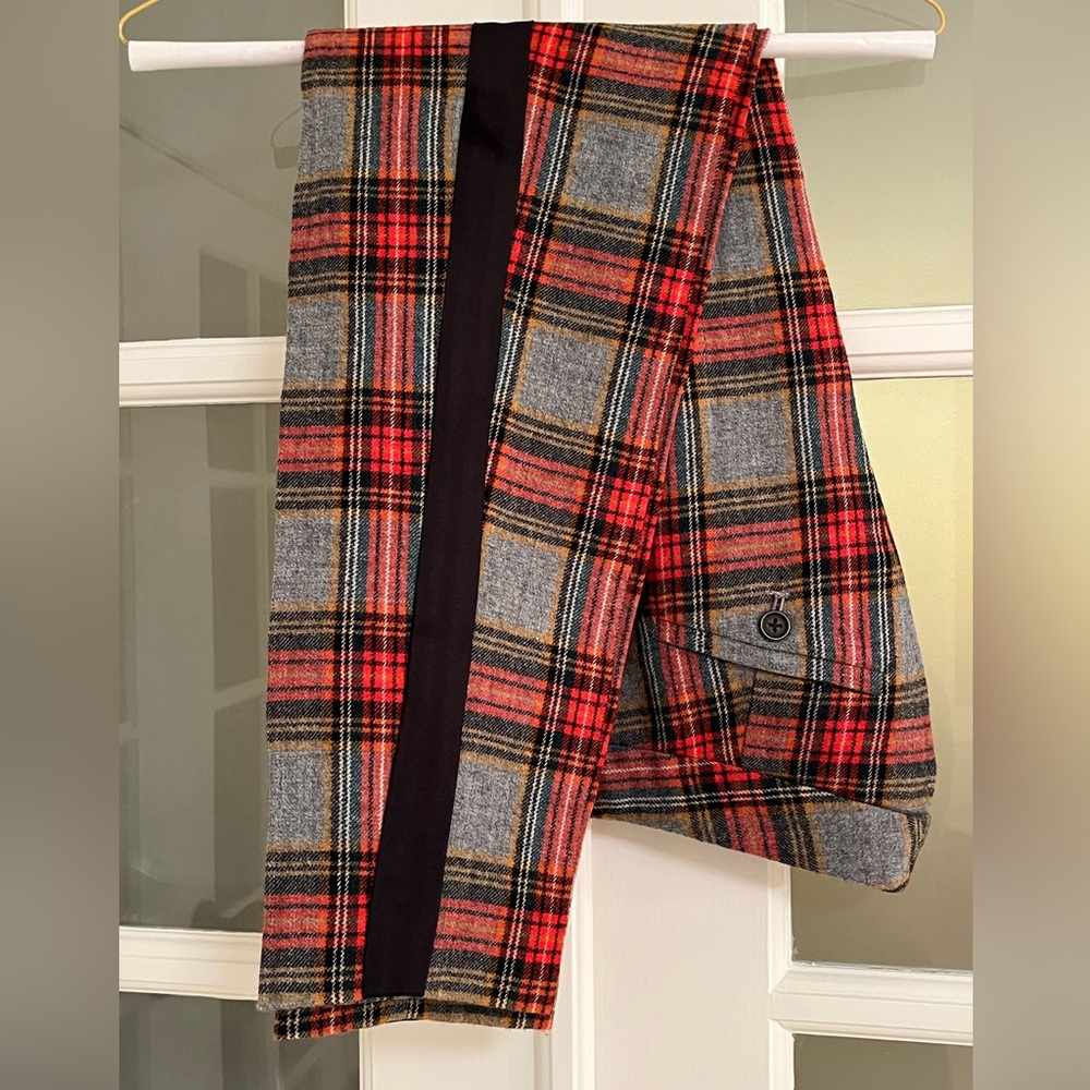 Tuxedo tartan slim wool capri pants